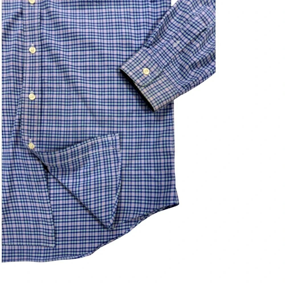 Ralph Lauren Button Down Mens Medium Blue Excellent Performance Check
